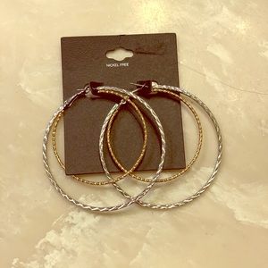 New York & Co. silver & gold hoop earrings